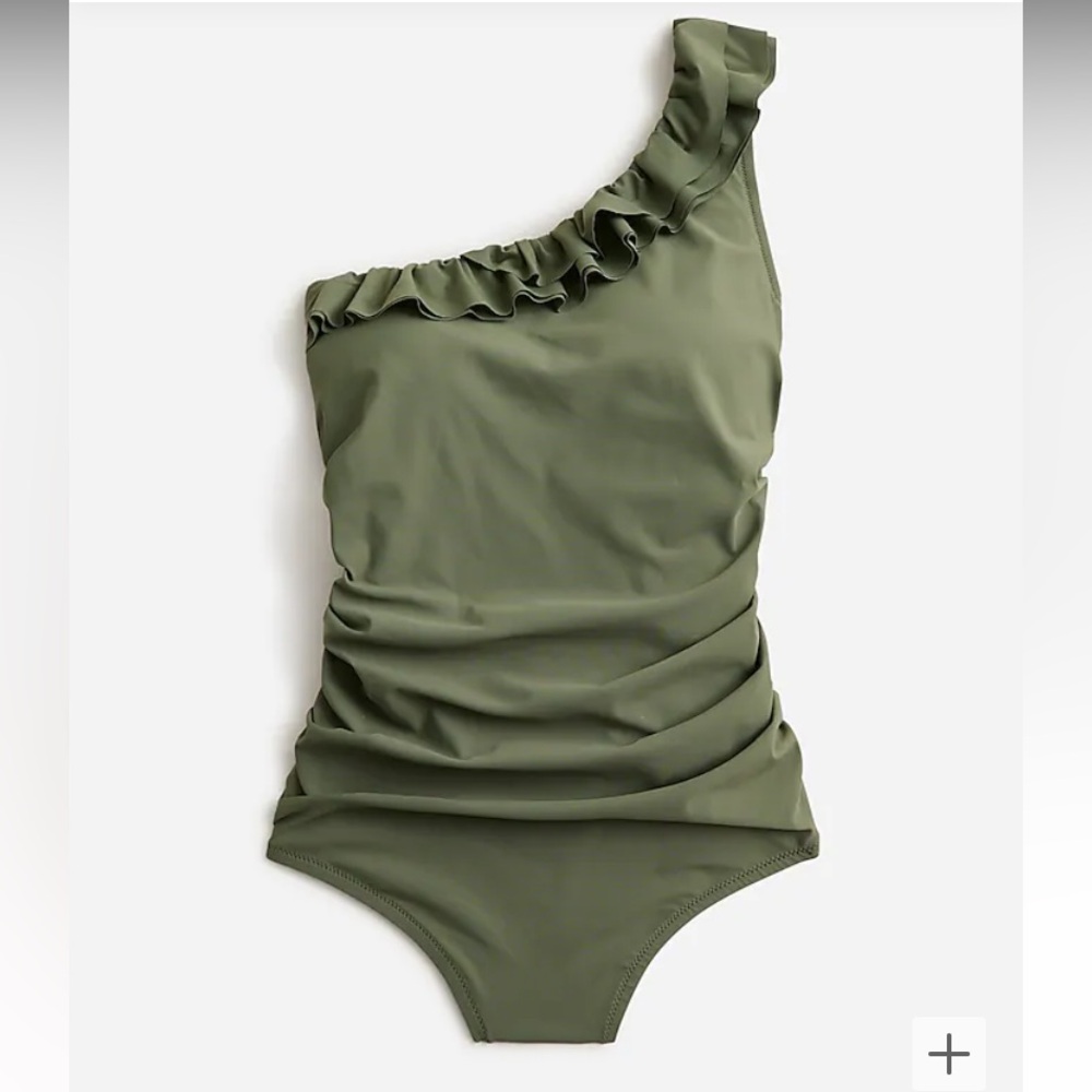 JCrew Matte Ruffle One-Shoulder One-Piece Swimsuit